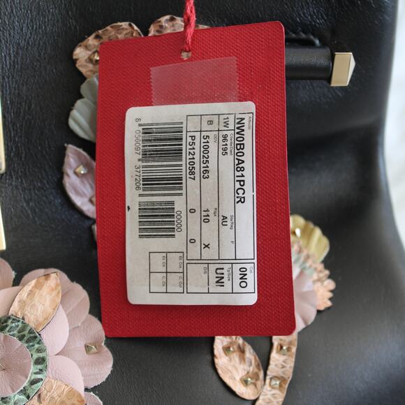 Valentino Joylock Black Leather Floral Applique Rockstud Satchel Shoulder Bag - Picture 12 of 16